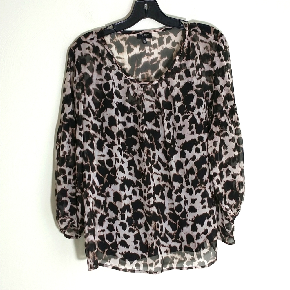 Talbots Chiffon and Silk 2 pc Animal print blouse and tank top, sz 16P